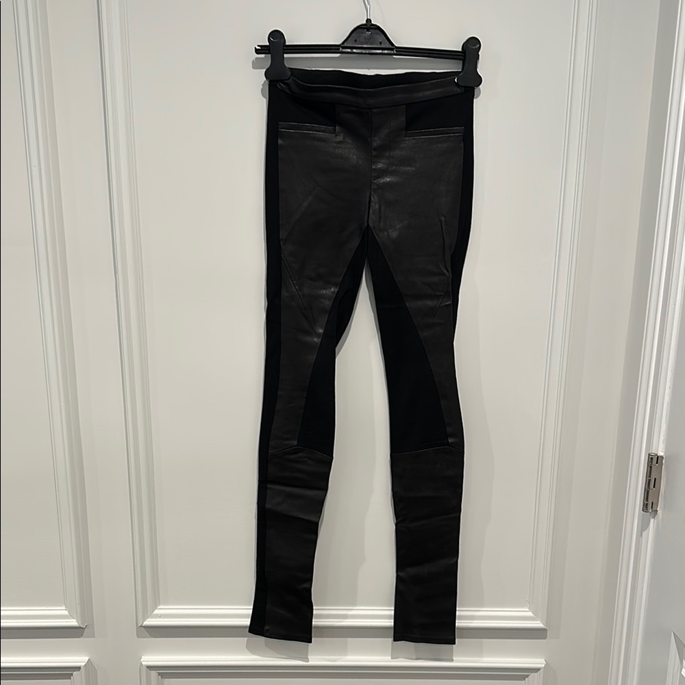 Helmut Lang Leather Panel stretch leggings.